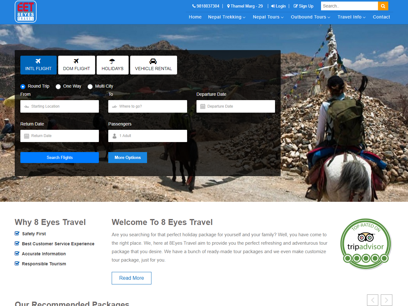 Eight Eyes Travel Launches Flight Booking with Tourism Core